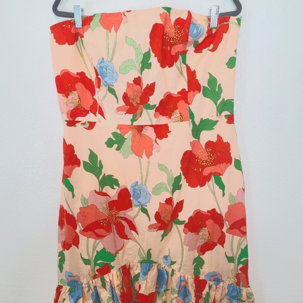 NWT Tuckernuck Hyacinth House Red Multi Floral Strapless Malory Dress Size XXL - Picture 6 of 10